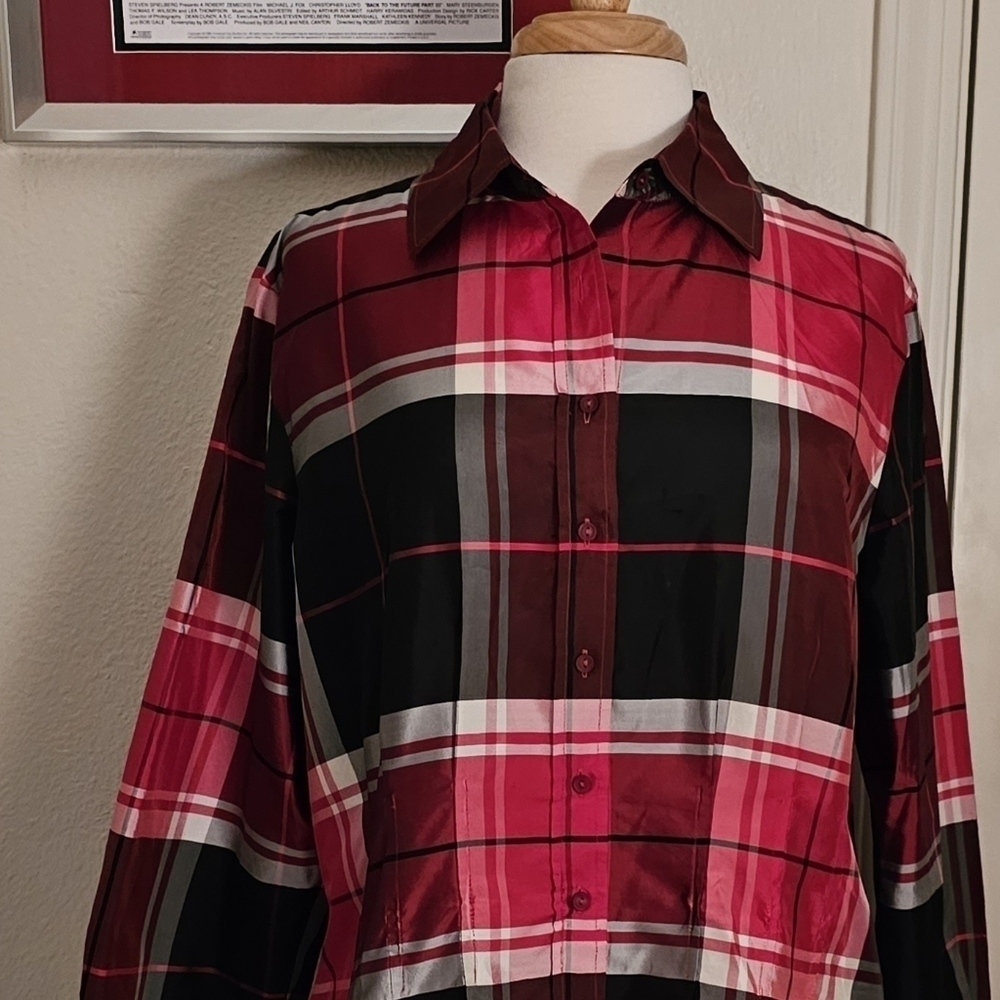 Coldwater Creek Red & Blk Plaid Shirt